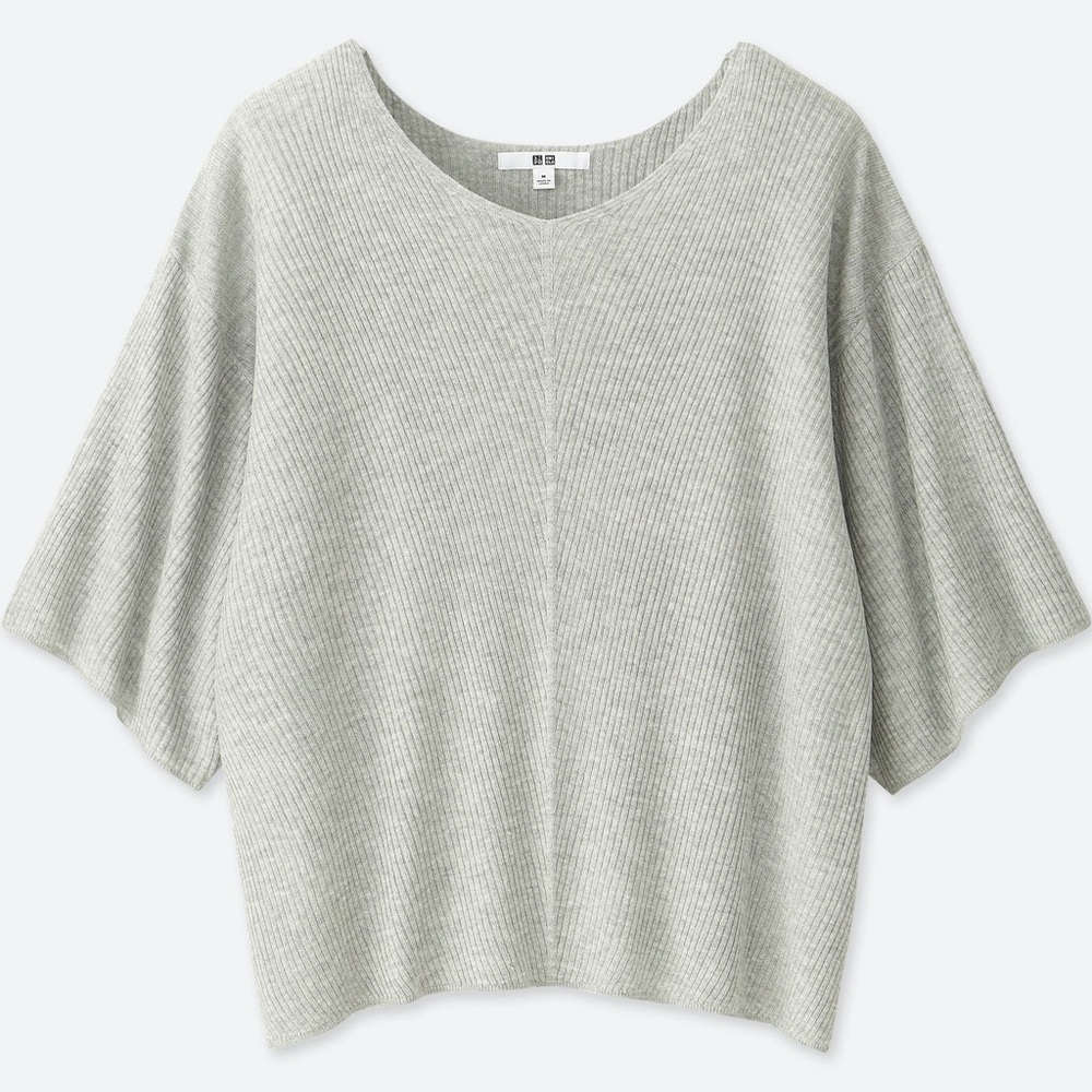 Uniqlo ribbed dolman V-neck sweater